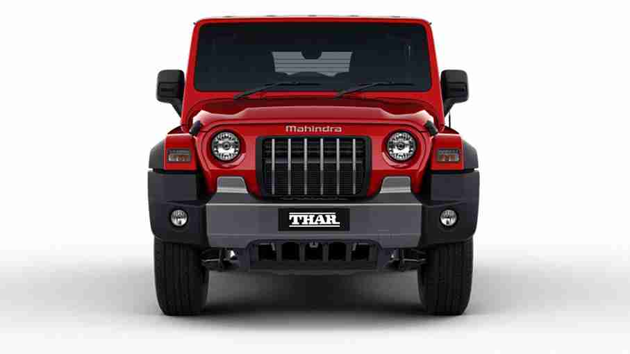 A Mahindra Thar, a popular choice for wedding car rental.